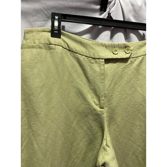 Emma James Dress Pants Size 14 Wide Leg Light Green Linen Blend Small Hem Flaw - Picture 4 of 6